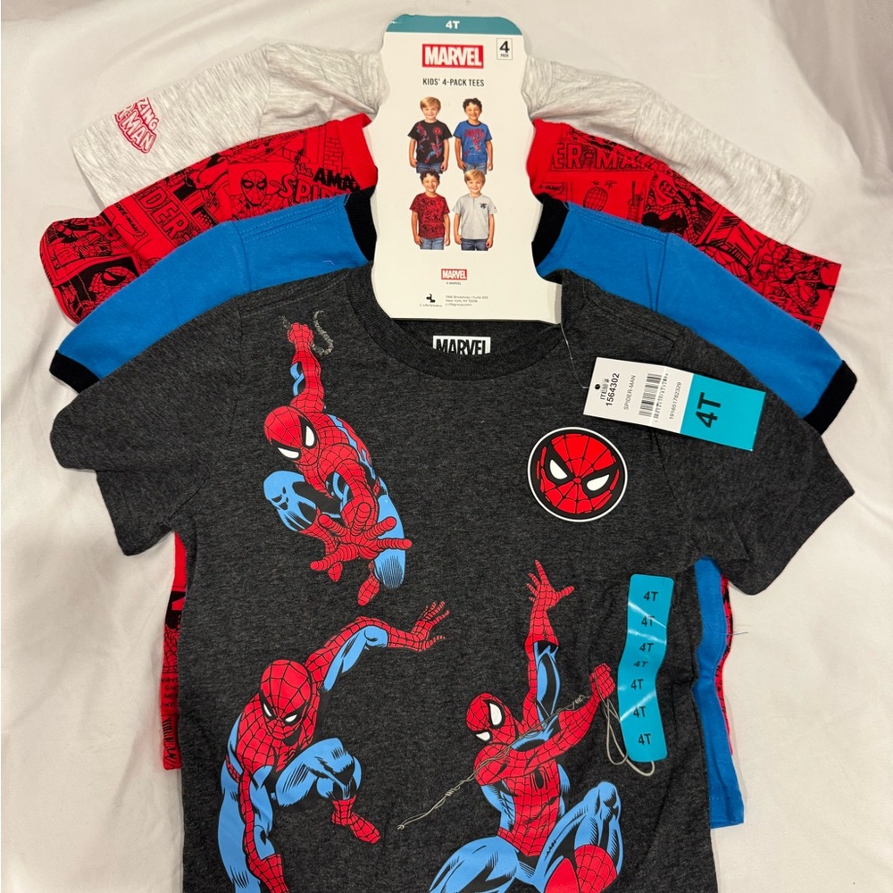 Marvel Spider-Man Tee Set - Red, Blue, Charcoal, Heather Gray